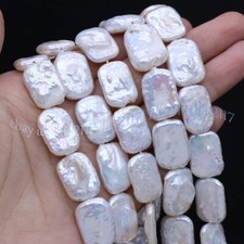 15x20mm Natural White Freshwater Baroque Rectangle Pearl Loose Beads 15'' Strand