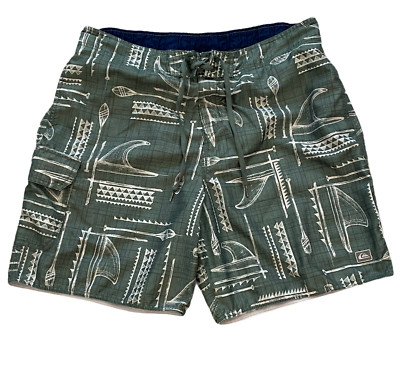 Quick Silver Swim Trunk Bathing Suit Shorts Men' Size XL Green 7.5'' Inseam