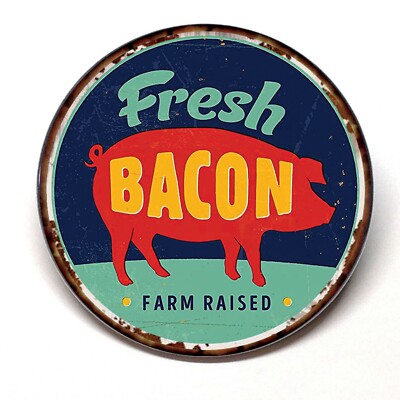 Fresh Bacon Farm Raised Pig Advertising Pocket Mirror