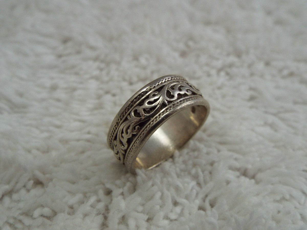 Sterling Silver Floral Band Ring ~ Size 7 (D45) | eBay