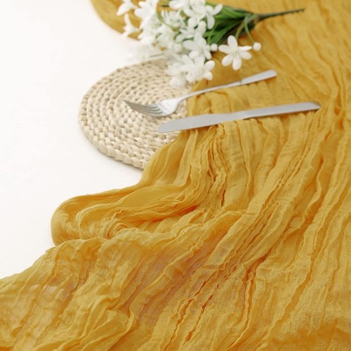 Semi-Sheer Gauze Table Runner Solid Color Tablecloth Table Cover Banquets - Picture 20 of 20