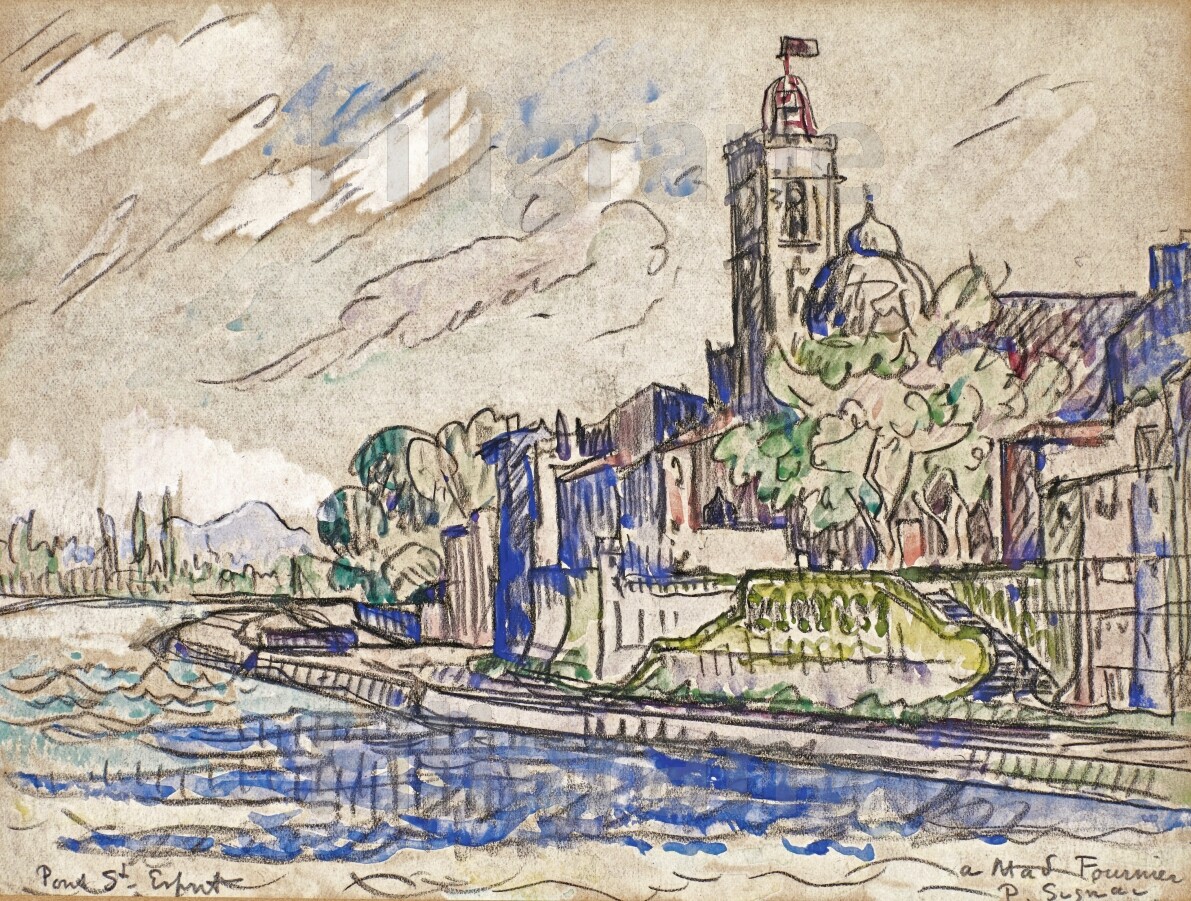 Reproduction tableau Signac Pont St Esprit impression d'art premium sur toile 50x70