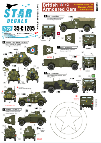 Star Decals 35-C1205, British Armoured Cars 2. M3A1 White Scout C, Maßstab 1/35
