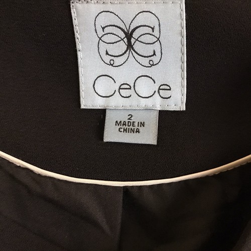 CeCe by Cynthia Steffe Jacket Women's Size 2 Black Collarless 3/4 Belt Crepe - Picture 9 of 9