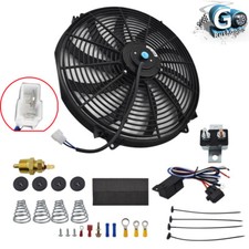 16electric Radiator Fan High 3000 Cfm Black Thermostat Wiring Switch Relay Kit