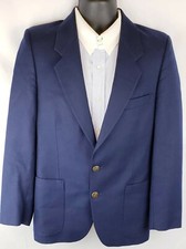 Yves Saint Laurent Men's Blazer Navy Blue Two Button 100 Wool 42