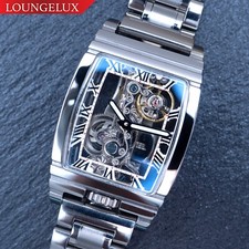 Mens Silver Bridge Manual Mechanical Watch Stainless Steel Metal Strap Gift