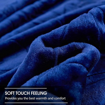 QUEEN Thermal Blanket Winter Bedding Covers Fleece Pattern Sleeping Shiny  Blue | eBay