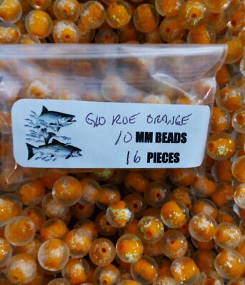 Fishing Premium Trout/Salmon/Steelhead Beads 10mm 16ct glow roe orange sinking