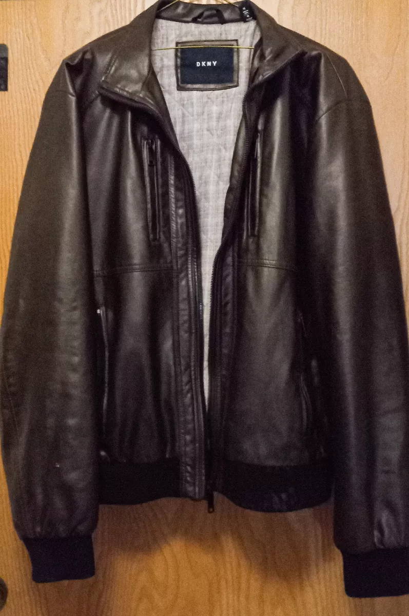 Dkny leather jacket hot sale mens