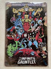 INFINITY GAUNTLET MARVEL COMICS HULK IRON SPIDER MAN METAL SIGN MAN CAVE 20x30cm