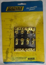 Seachoice 13431 Fuse/Terminal Block 4 Gang Heavy Duty Molded Base, Brass Contact