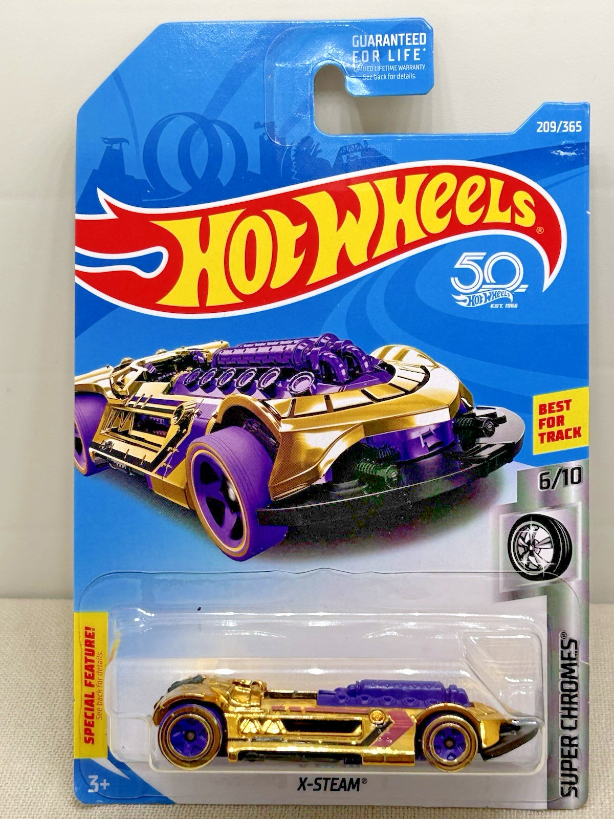 Hot Wheels X-Steam 6/10 Super Chromes Car Purple Gold 2017 New Sealed 209/365