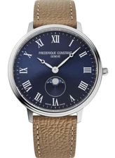 Frederique Constant Unisex Classic Moon Quartz Brown Watch 38 MM FC-206RN3S6