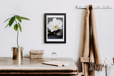 Cadre Photo/décor MDF Tulup 30x20cm - Motif Magnolia Et Pierre Zen - Moderne, Rose - Neuf