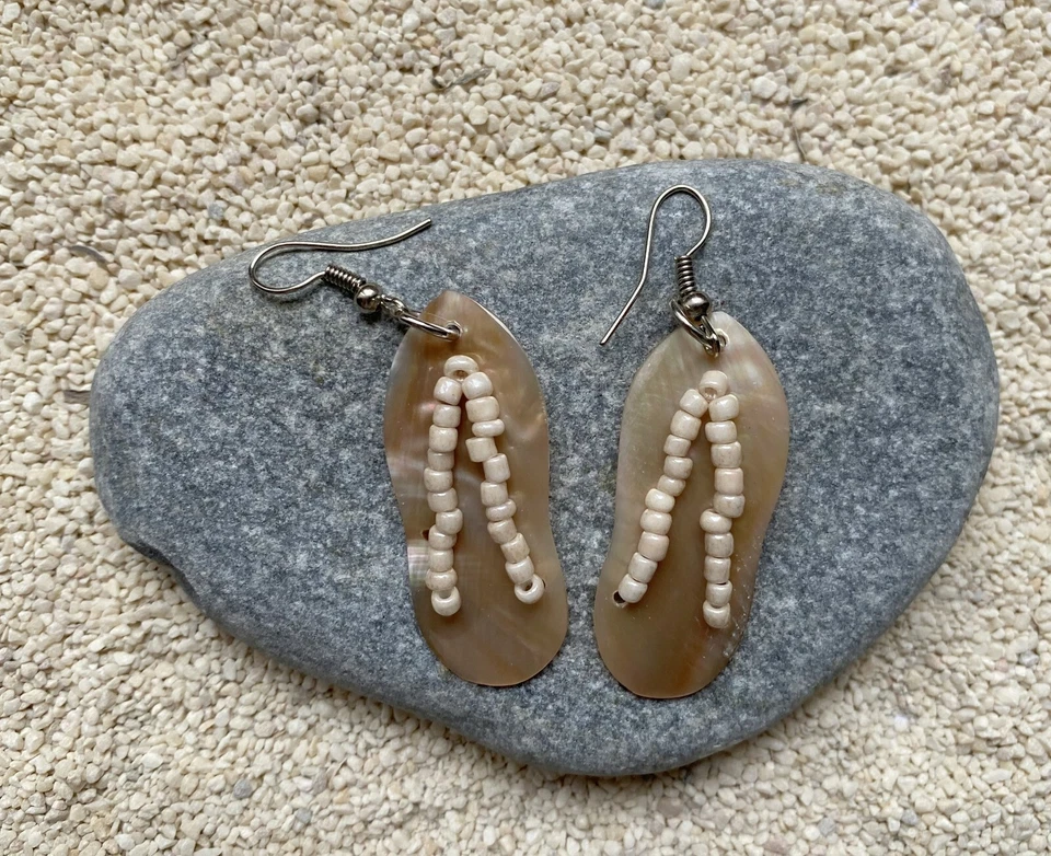 Perlmutt Muschel Sandalen Ohrringe Hänger Schmuck - Bild 2 von 4