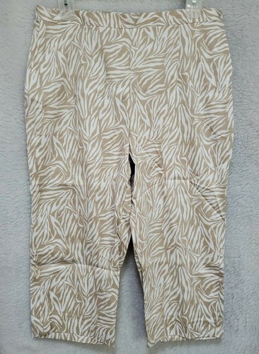 Alfred Dunner Womens Capri Pants Size 18W Tan White Animal Print - Picture 17 of 24