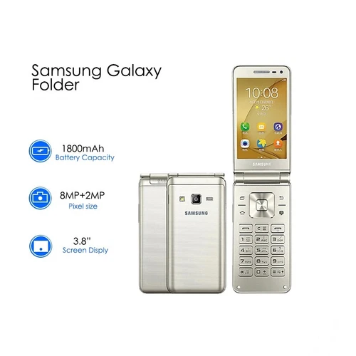 Samsung Galaxy Folder SM-G1600 Golden 2G RAM 16GB ROM 3.8" Android Flip Phone US - Picture 11 of 19