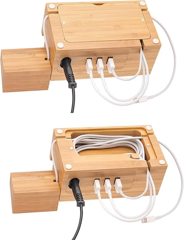 Bamboo Desktop 3 USB HUB Charging Dock Station Charger Holder Cradle Charge