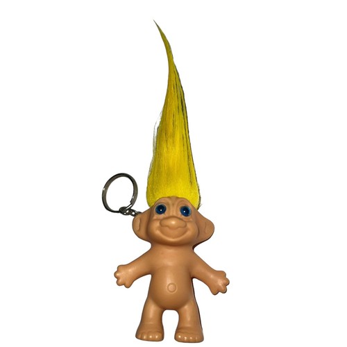 LLAVERO Muñeca Lucky Troll Vintage 2.5" Retro Largo Cabello Amarillo Hecho en Corea - Imagen 8 de 17