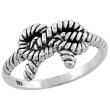 .925 Sterling Silver Ribbon Rope High Polished Ring Size 6-9