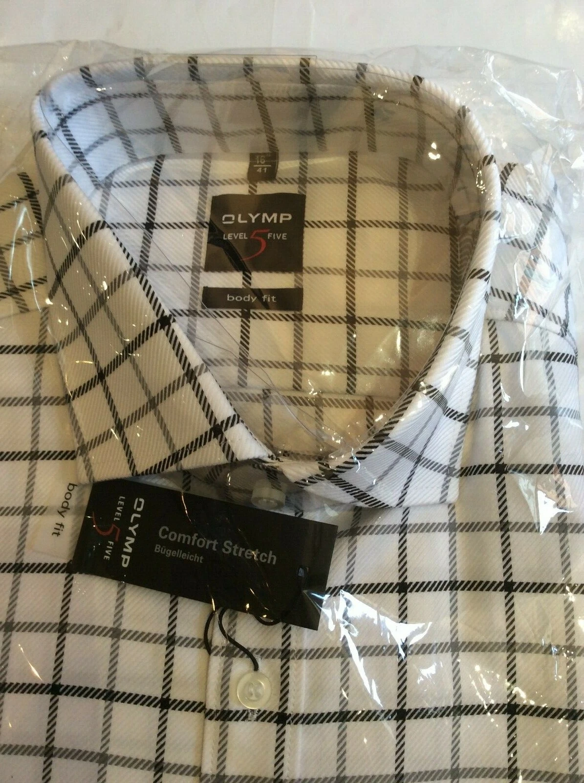 Olymp Level 5 Men s Business Chemise Formelle Gris Noir Blanc Check 41 cm L 16