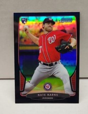 NATE KARNS 2013 Bowman Chrome BLACK REFRACTOR ~ ROOKIE #'d /15 ~ NATIONALS