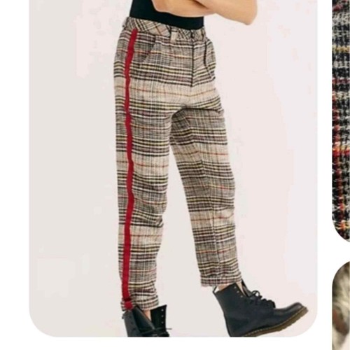 FREE PEOPLE GOOD VIBES PLAID TROUSERS 