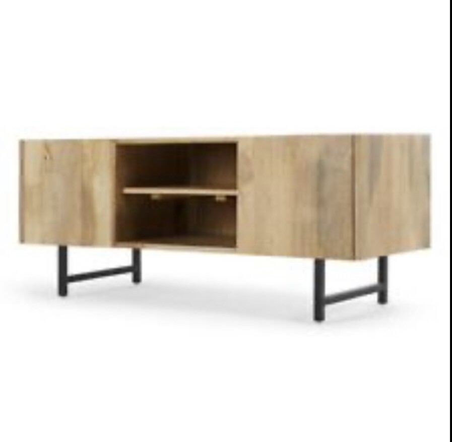 Made.com APHRA TV Stand Light Mango Wood and Black RRP £279 #9438/6