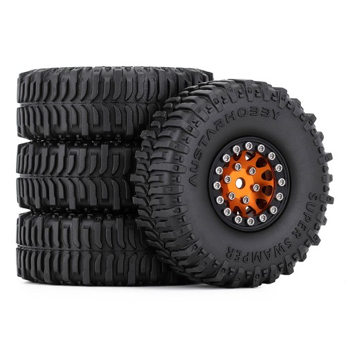 INJORA 1.0" Beadlock CNC Wheel Rims & Mud Tires for AX24 SCX24 FCX24,W1048-2430 - Picture 26 of 42