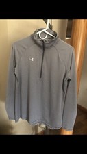 Mens Under Armour Loose Heatgear Half Zip Thin Long Sleeve Grey size M EUC