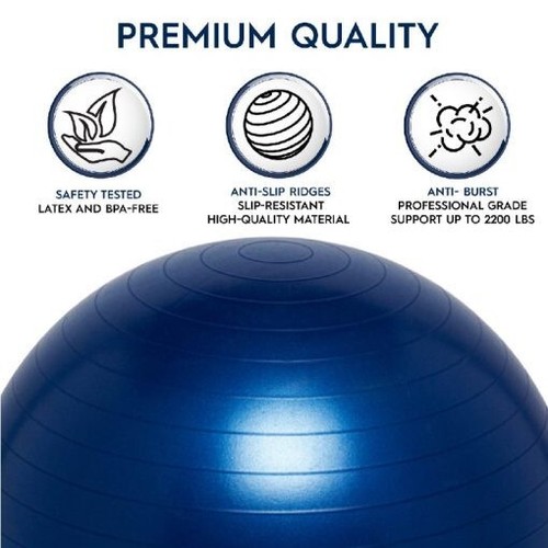 Bouncyband Weighted Ball Seat 65cm Blue. Kids/Adults 65cm No Roll Yoga Ball - Picture 5 of 9