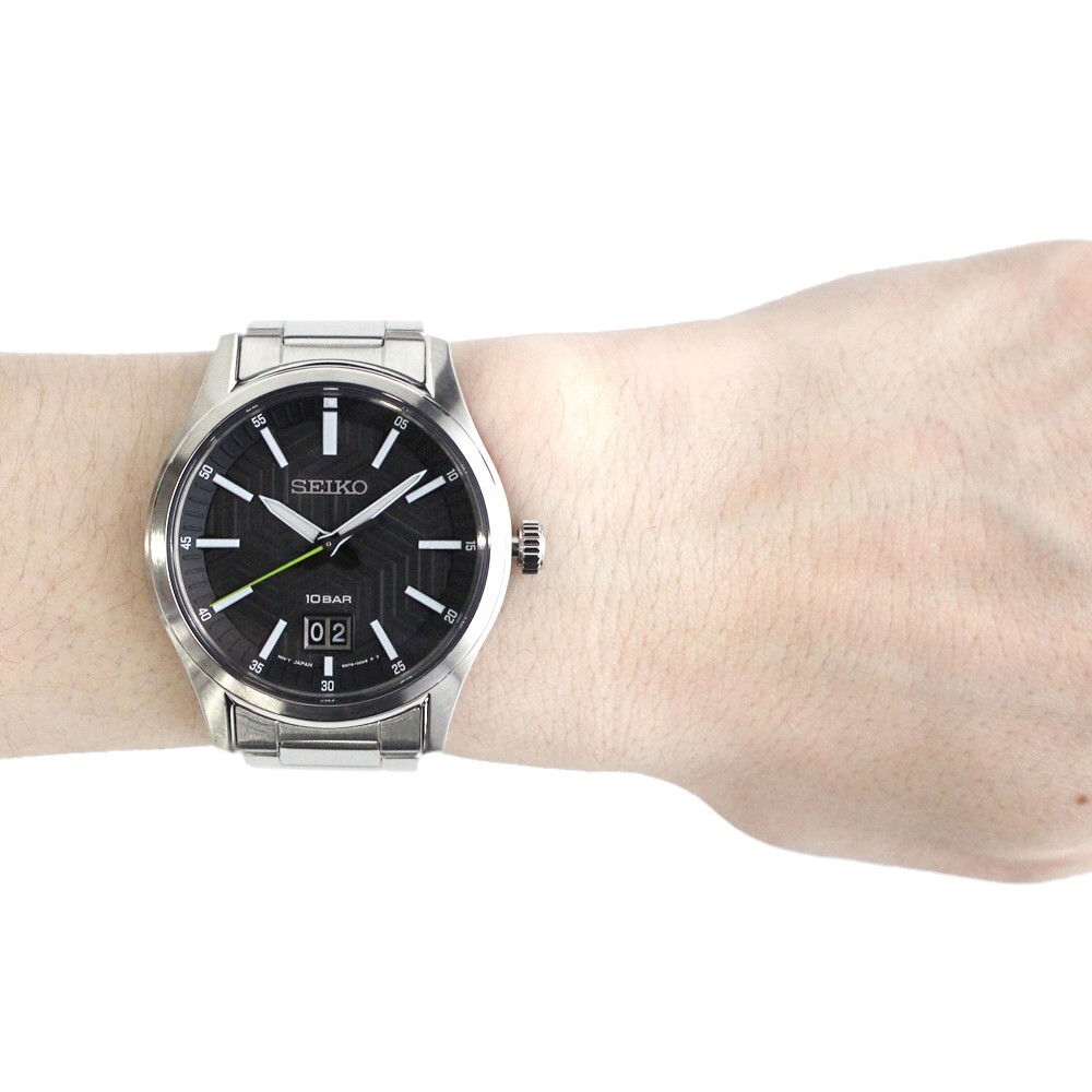SEIKO SUR535P SUR535 Quartz Analog Stainless Steel Black