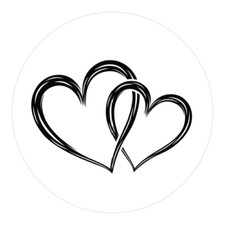 30 HEART ENVELOPE SEALS LABELS STICKERS 1.5" ROUND VALENTINES DAY LOVE