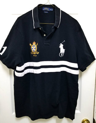 ポニー POLO Ralph Lauren Men's XL Blue Polo Shirt Big Pony #1 Crest