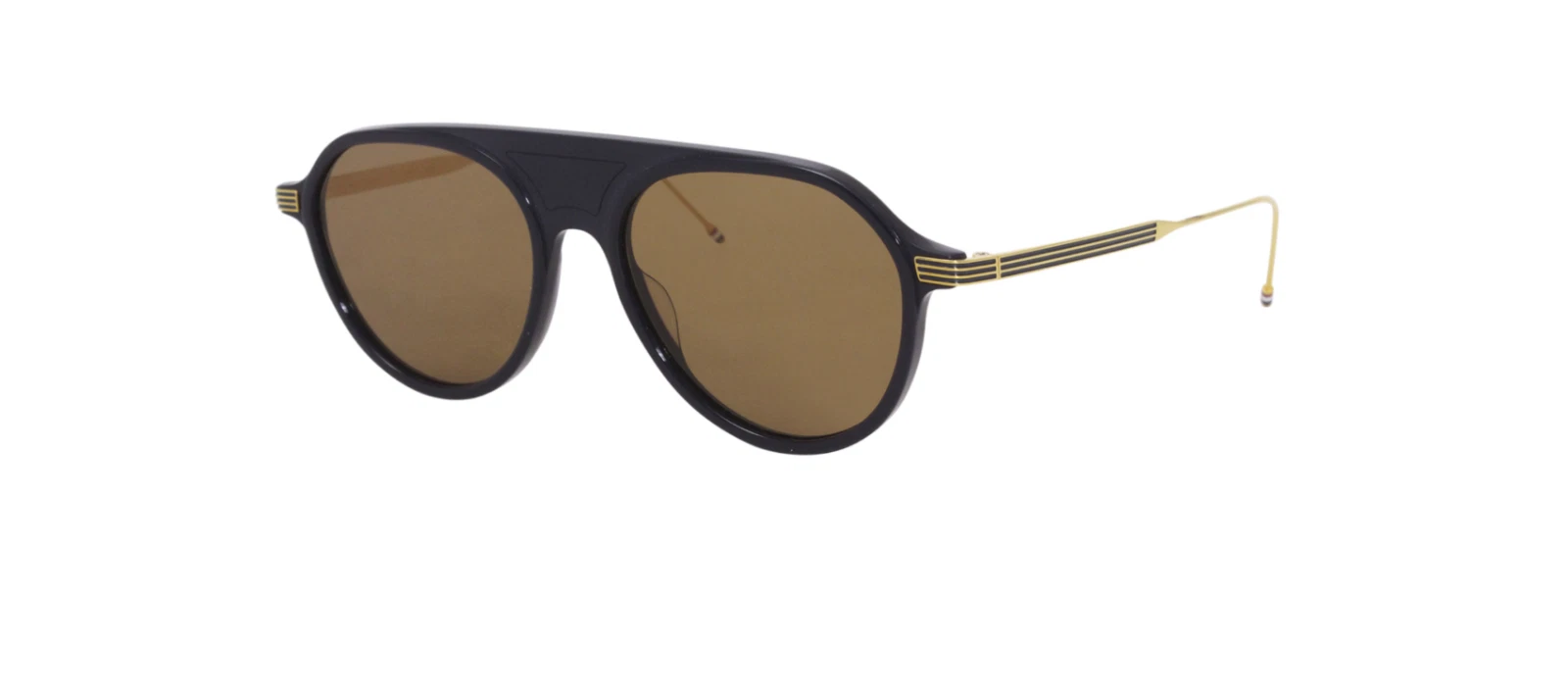 Thom Browne TB809 CNVYGLD55 Navy Yellow G Brown Lens 55 18 Aviator Sunglasses
