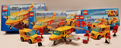 Lego 7732 Post-Flugzeug + 2x 7731 Post-Auto WIE NEU! 100% +OVP +OBA Sticker top