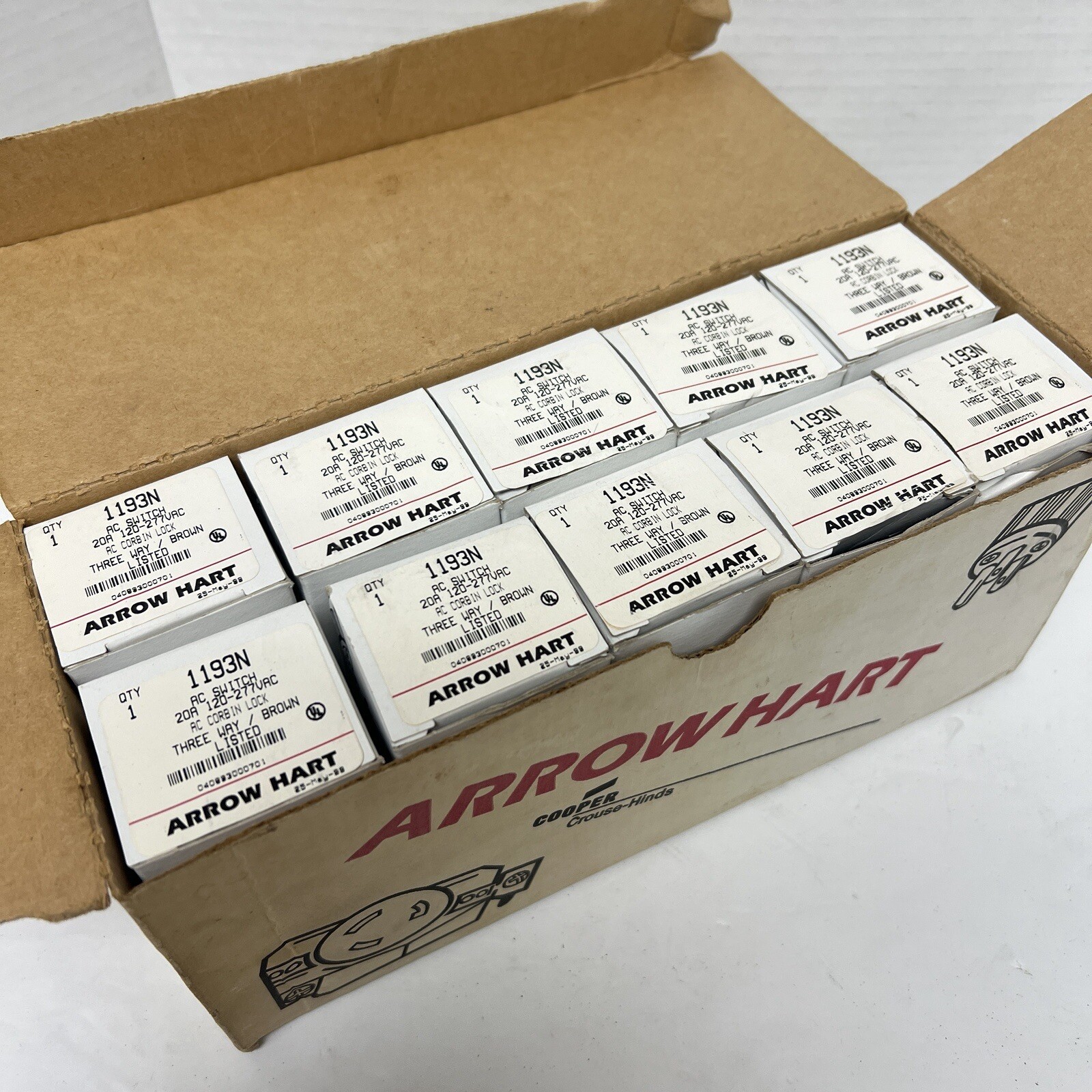 Box of 10 - Arrow Hart AH1193N AC Corbin Lock 20A 120/277V AC 3-Way ...