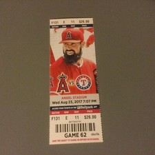 ANGELS 2017 TICKET STUB 8/23/17 VS RANGERS~Tony Barnette FIRST SAVE