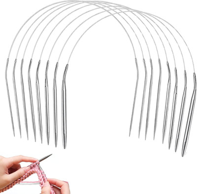 Metall Rundstricknadel 40Cm,8 Stück Rund Stricknadeln Set 2Mm/2.5Mm/3Mm/3.5Mm/4M