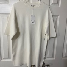 UNIQLO UUUU premium Milano Ribbed Crew Neck Tunic Cream White Sz M NWT OLDSTOCK