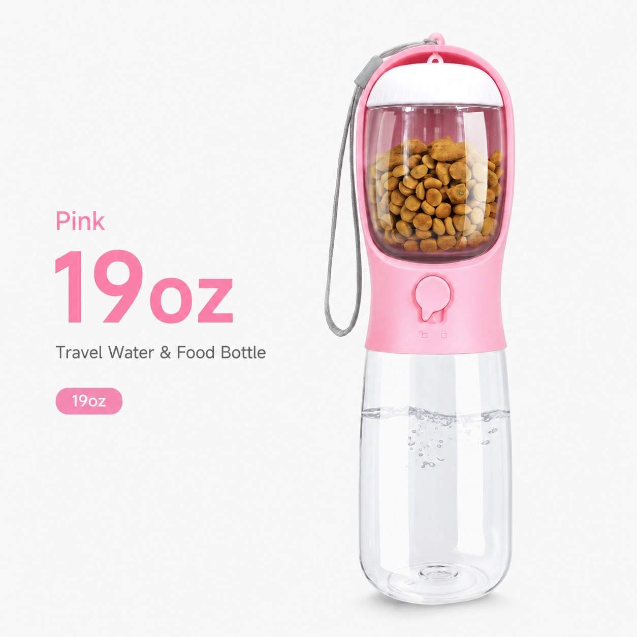 2-in-1 Dog Water Bottle Treat Container Portable Pet Travel Dispenser 10/19oz