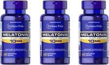 Melatonin 10 Mg 3 Bottles X 60  180 Rapid Release Capsules made in USA