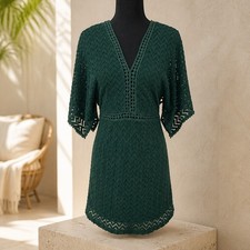 She + Sky Dark Green Half Open Sleeve Dress Size M 