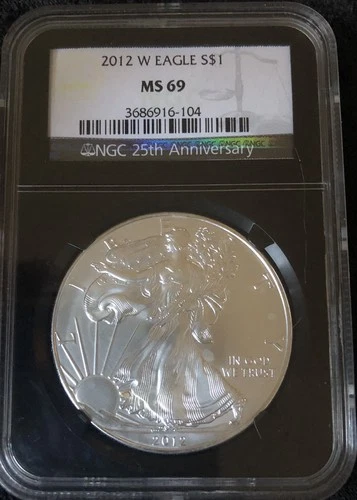 2012 W American Silver Eagle NGC MS69 Retro Black Label No International Ship!