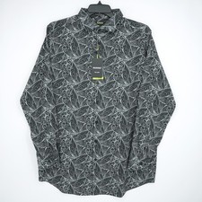 Murano Performance Men's Long-Sleeve Shirt XLT TALL Black White Stretch NWT