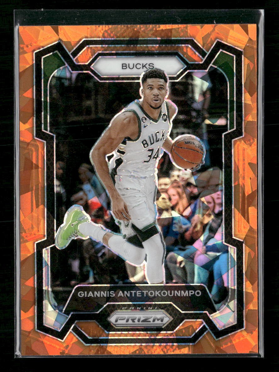 Panini 2023-24 Panini Prizm #103 Giannis Antetokounmpo Prizms Orange Ice