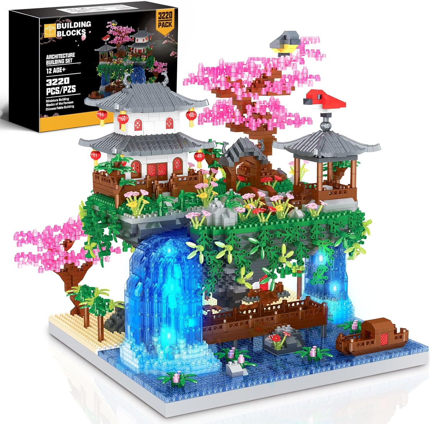 Cherry Blossom Tree Building Set 3220PCS Sakura House Bonsai Model Kit Gift