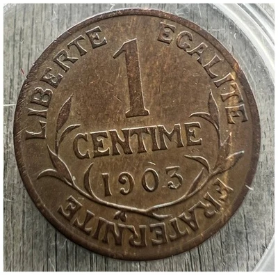 FRANCE 1 CENTIME 1903 FRENCH COIN GENUINE MONEY MARIANNE PARIS CENT ART NOUVEAU - Image 1 of 3
