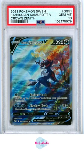 FA/HISUIAN SAMUROTT V CROWN ZENITH POKEMON SWSH CROWN ZENITH 2023 GG51 PSA 10